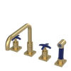 Rubinet Widespread Kitchen Set with Genesis Spout with Hand Spray Satin Brass