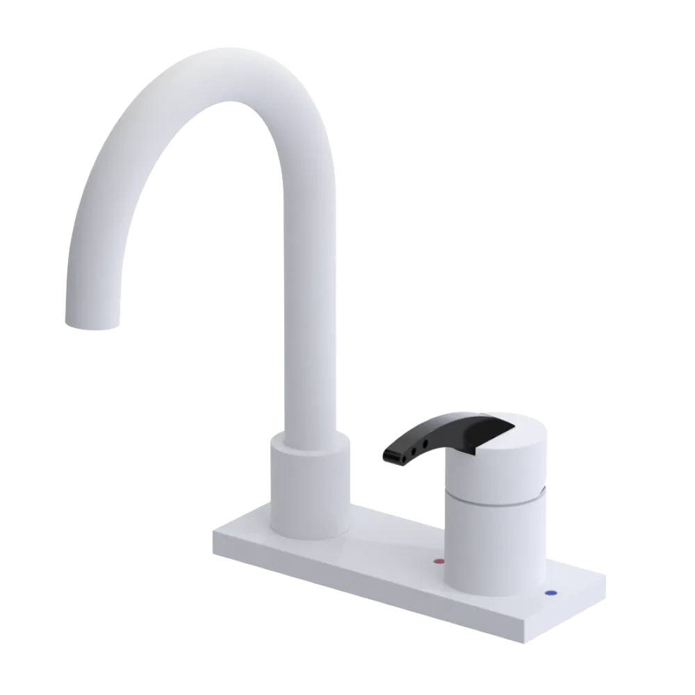 Rubinet 4" Centre Single Control Lav. Set. (less drain) Matt White