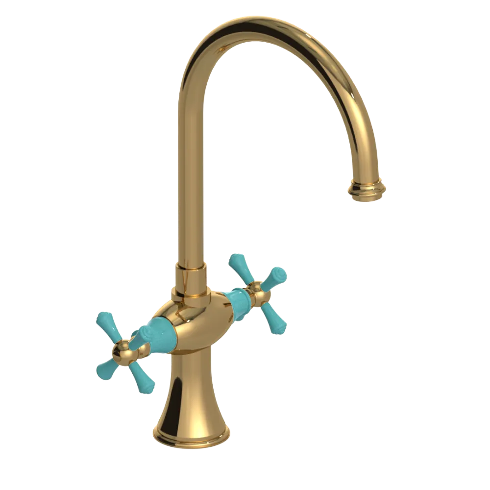 Rubinet Two Handle Single Hole Kitchen Set Gold