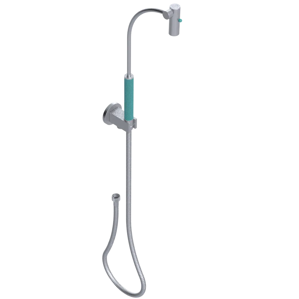 Rubinet Hand Held Shower Bidet with Extended Reach & Dual Function Spray Including Wall Bracket with Supply & Hose (Round) Satin Chrome
