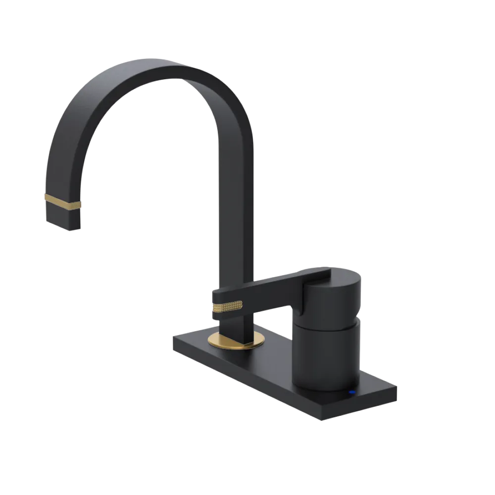 Rubinet 4" Centre Single Control Lav. Set (less drain) Matt Black