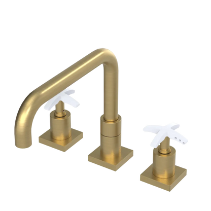 Rubinet Widespread Kitchen Set with Genesis Spout Satin Gold