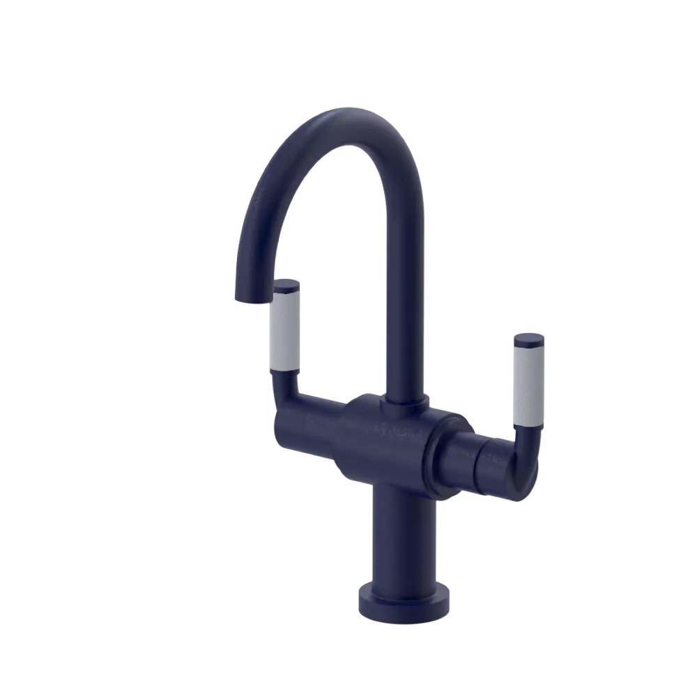 Rubinet Single Hole Dual Handle Lav. Set. (less drain) Midnight Blue