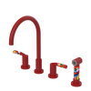 Rubinet Widespread Kitchen Set with Hand Spray Maroon