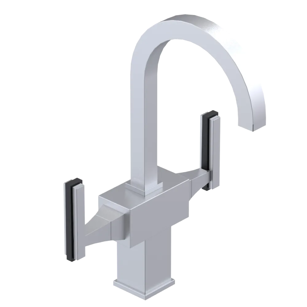 Rubinet Single Hole Dual Handle Lav. Set. (less drain) Satin Chrome