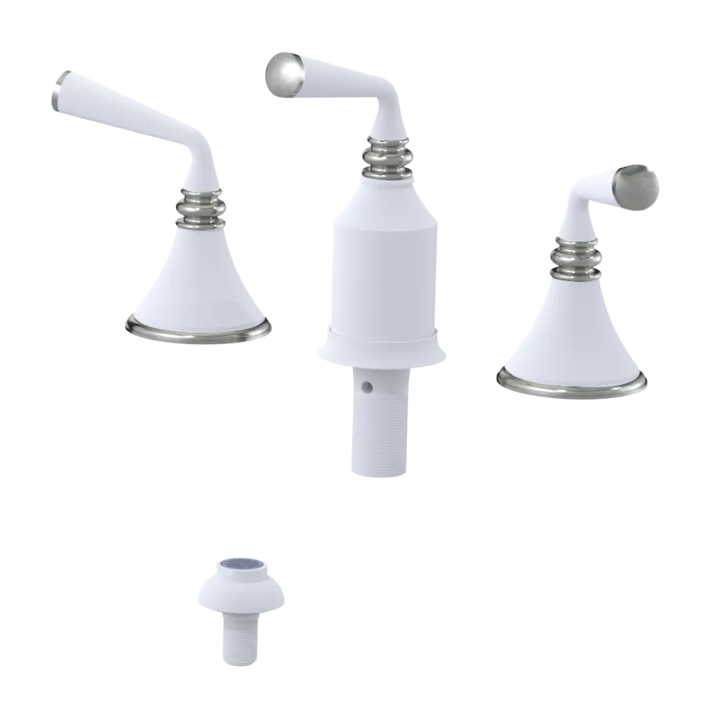 Rubinet Bidet Fitting with Spray, Diverter, and Vacum Breaker (Less Drain) Matt White