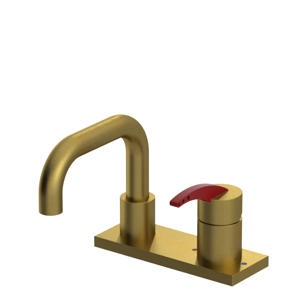 Rubinet 4" Centre Single Control Lav. Set. with Genesis spout (less drain) Antique Brass Matt