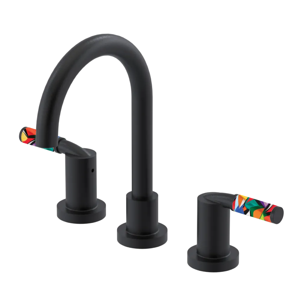 Rubinet Widespread Lav set (less drain) Matt Black