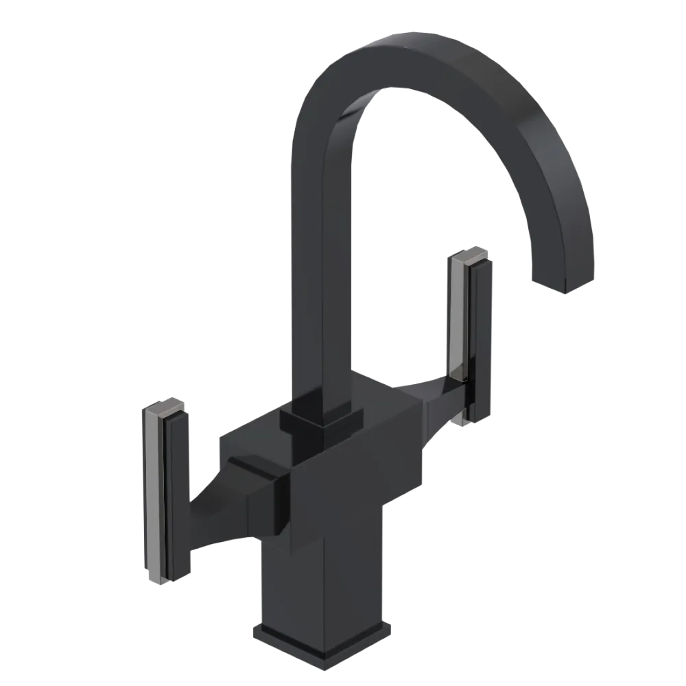 Rubinet Single Hole Dual Handle Lav. Set. (less drain) Black
