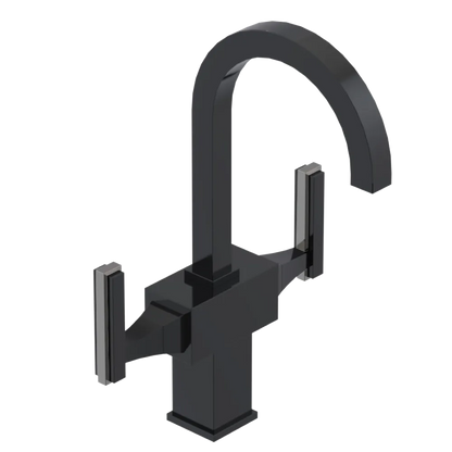 Rubinet Single Hole Dual Handle Lav. Set. (less drain) Black