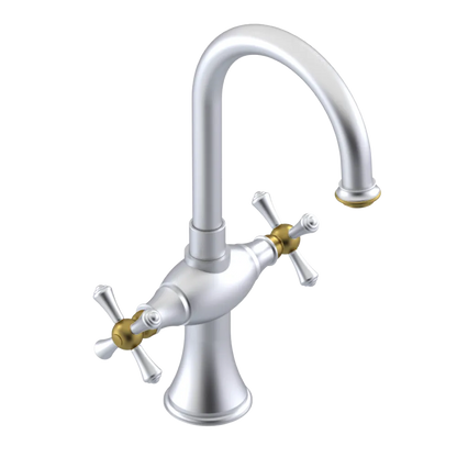 Rubinet Single Hole Dual Handle Lav. Set. (less drain) Satin Chrome