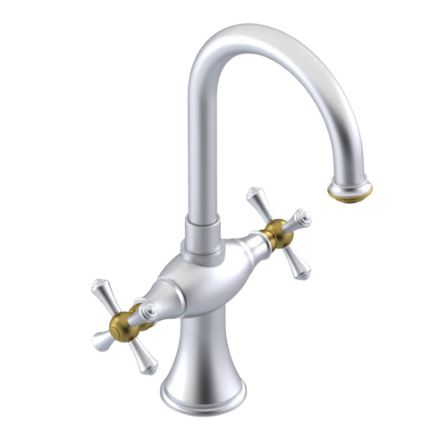 Rubinet Single Hole Dual Handle Lav. Set. (less drain) Satin Chrome