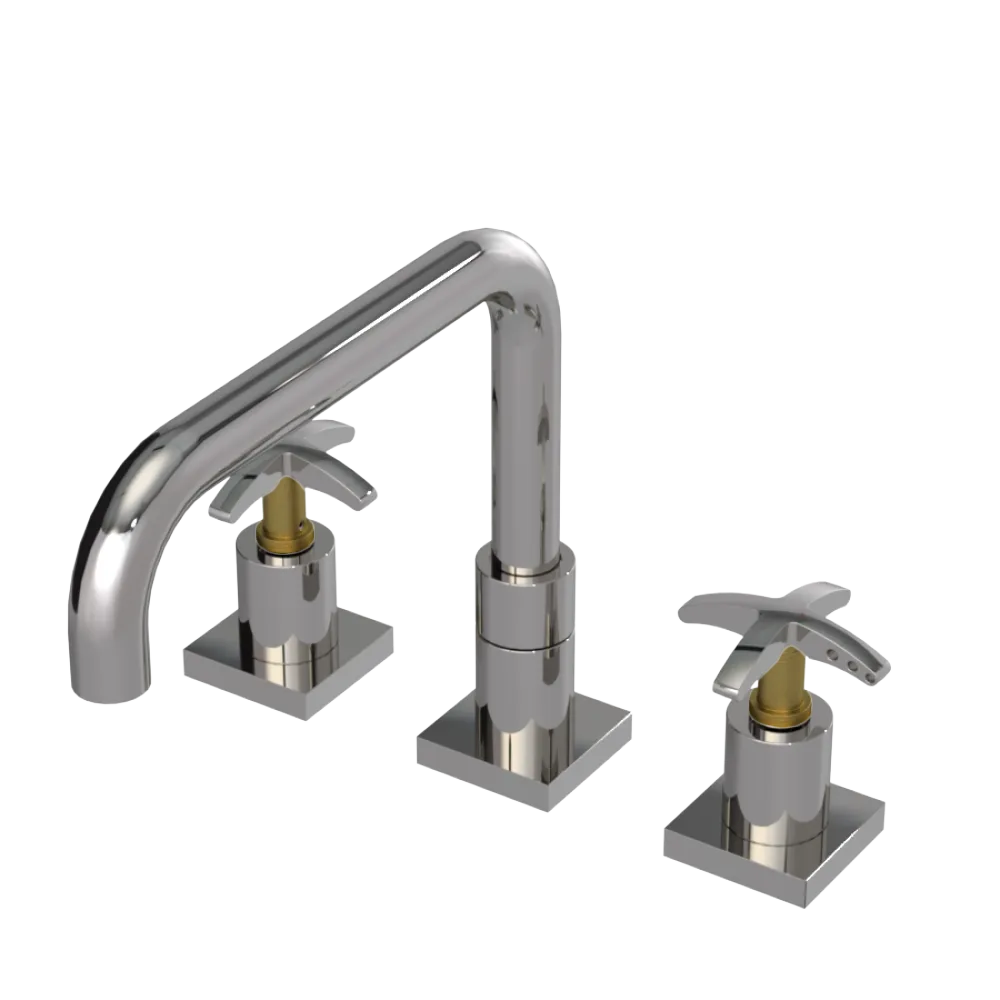 Rubinet Widespread Kitchen Set with Genesis Spout Polished Nickel