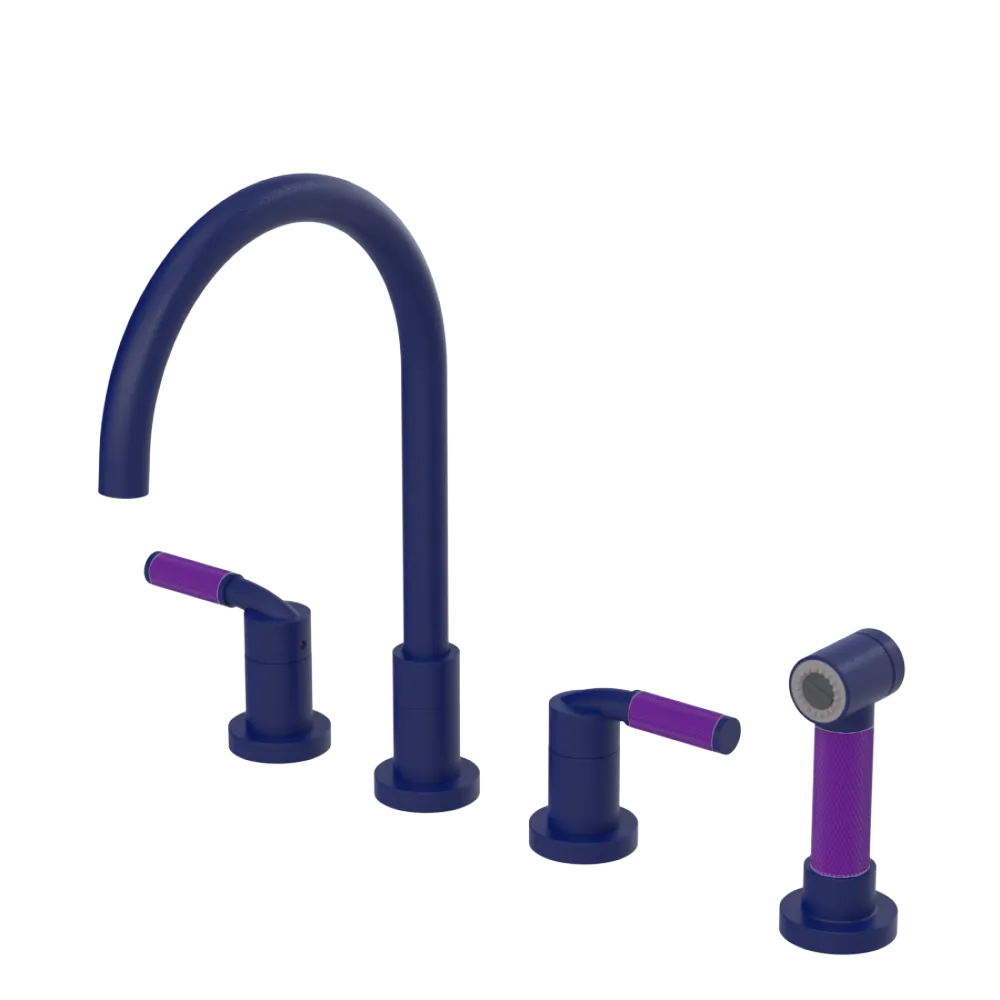 Rubinet Widespread Kitchen Set with Hand Spray Midnight Blue