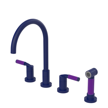 Rubinet Widespread Kitchen Set with Hand Spray Midnight Blue