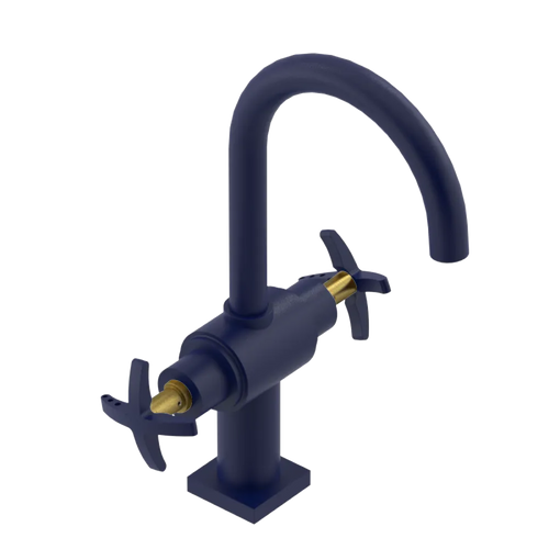 Rubinet Single Hole Dual Handle Lav. Set. (less drain) Midnight Blue
