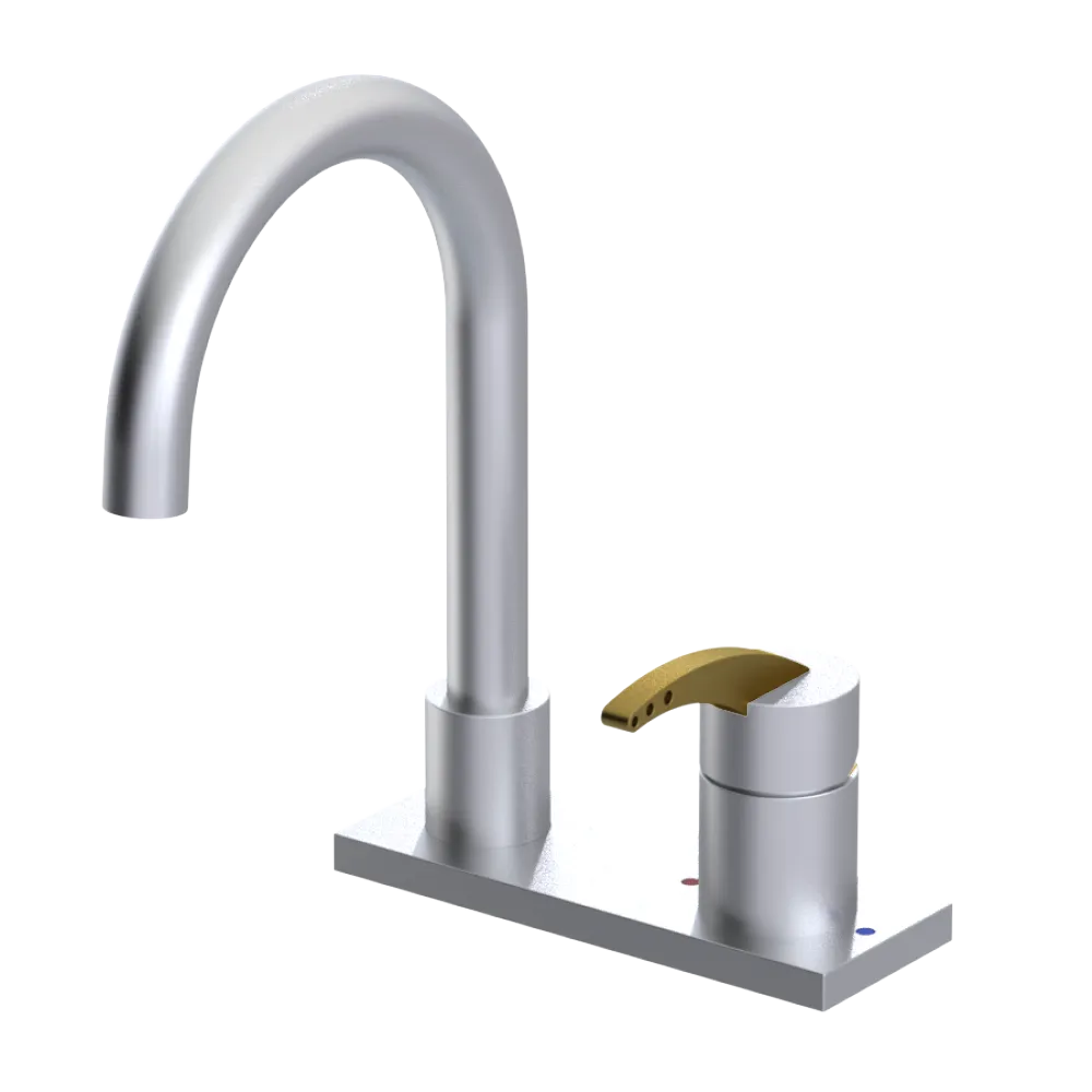 Rubinet 4" Centre Single Control Lav. Set. (less drain) Satin Chrome