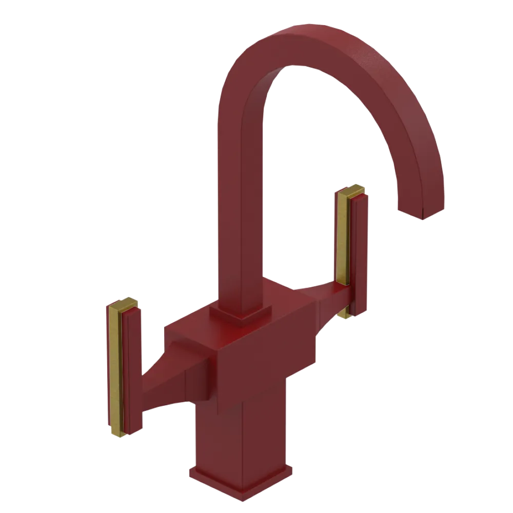 Rubinet Single Hole Dual Handle Lav. Set. (less drain) Maroon