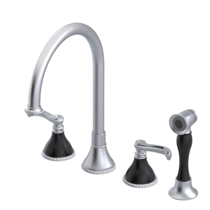 Rubinet Widespread Kitchen Set with Hand Spray Satin Chrome