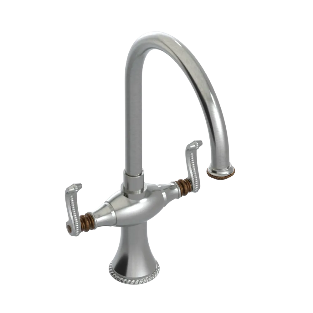 Rubinet Two Handle Single Hole Kitchen Set Satin Nickel