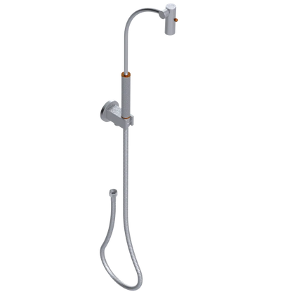 Rubinet Hand Held Shower Bidet with Extended Reach & Dual Function Spray Including Wall Bracket with Supply & Hose (Round) Satin Chrome