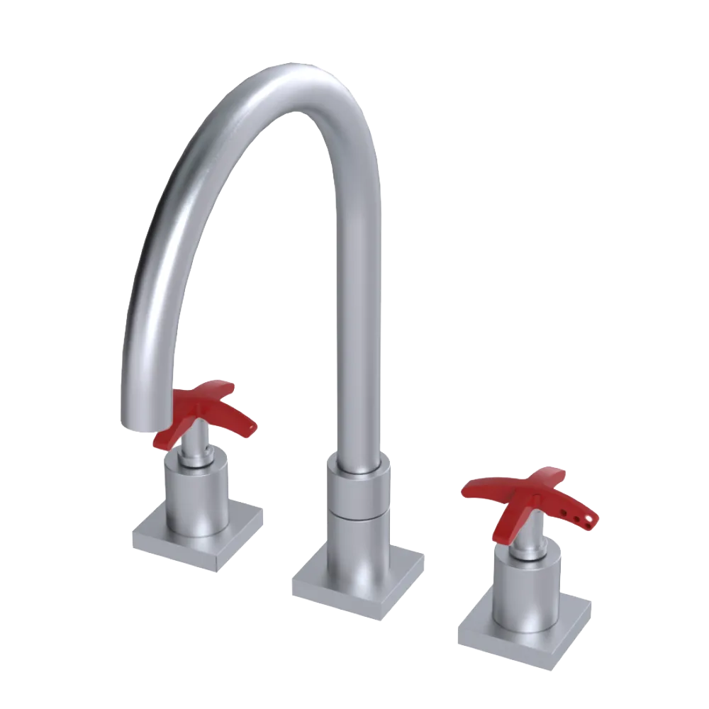 Rubinet Widespread Kitchen Set Satin Chrome