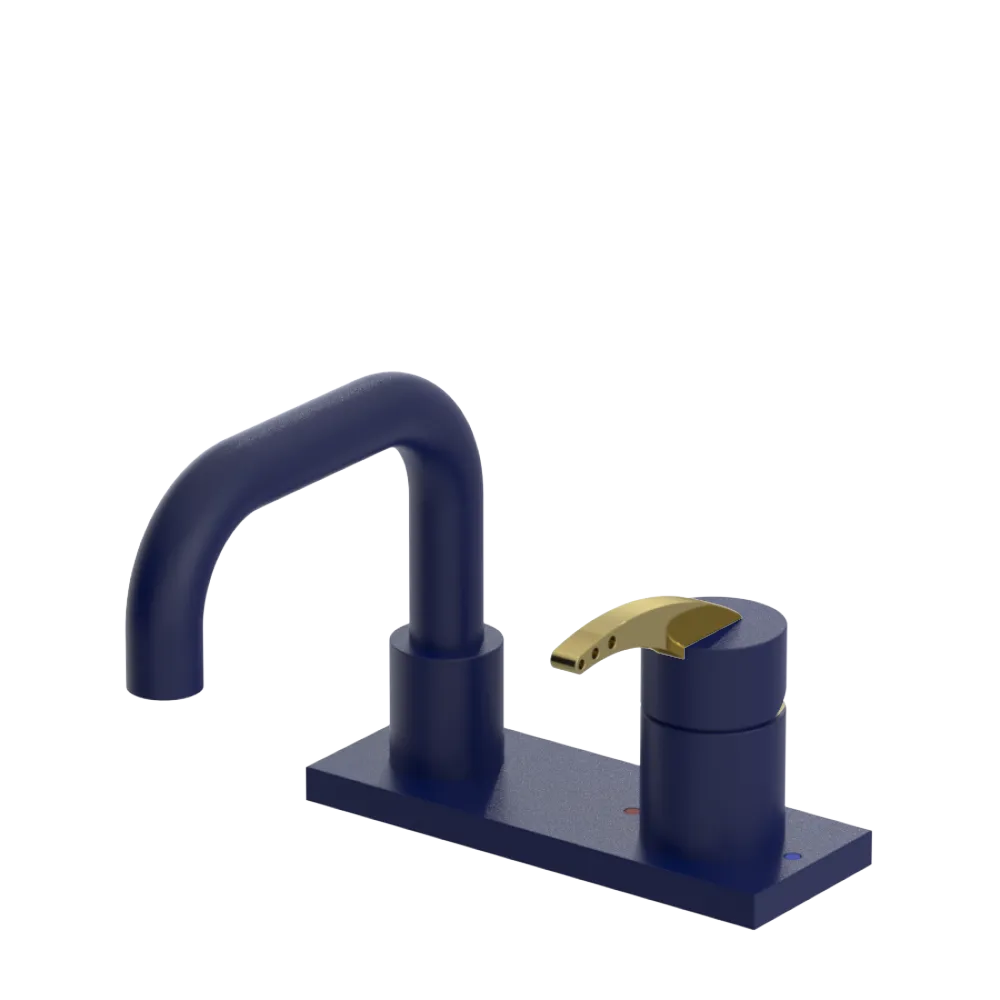 Rubinet 4" Centre Single Control Lav. Set. with Genesis spout (less drain) Midnight Blue