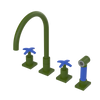 Rubinet Widespread Kitchen Set with Hand Spray Green Envy