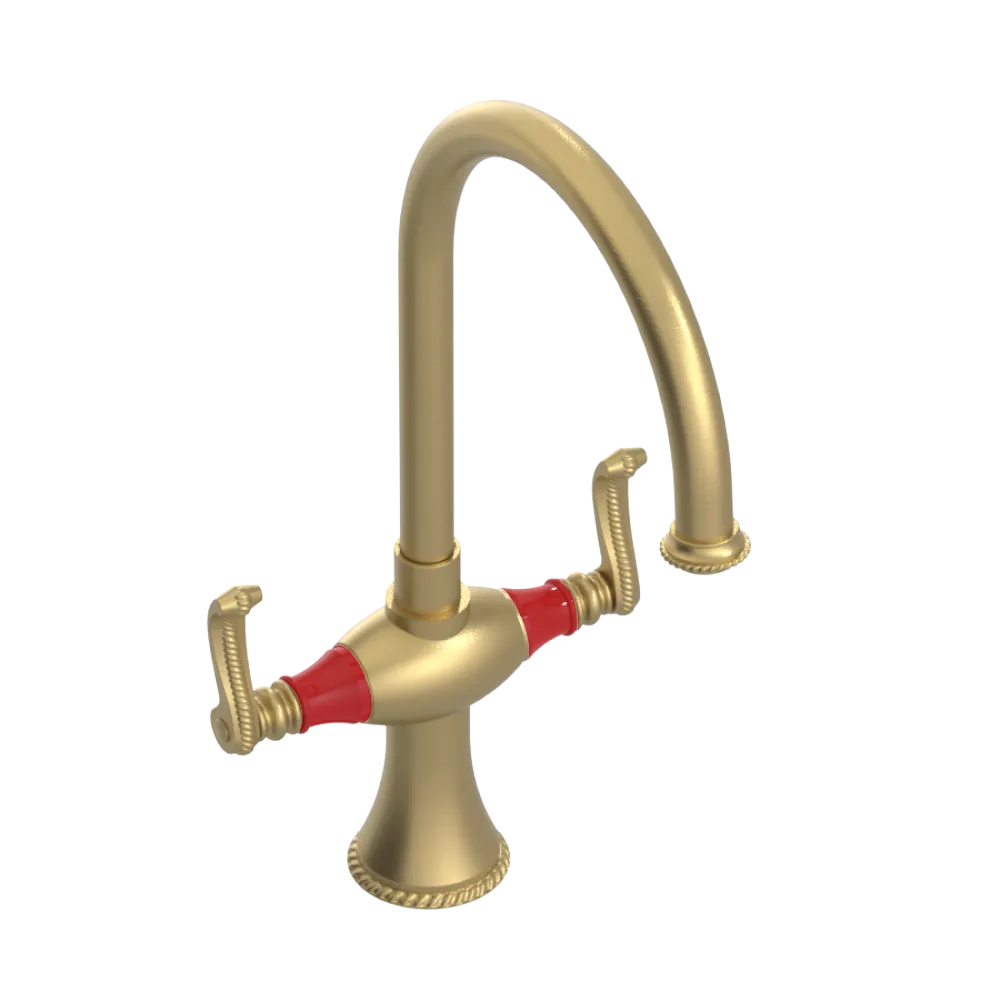 Rubinet Two Handle Single Hole Kitchen Set Satin Gold