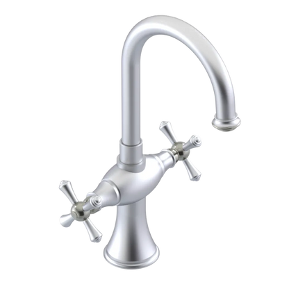 Rubinet Single Hole Dual Handle Lav. Set. (less drain) Satin Chrome
