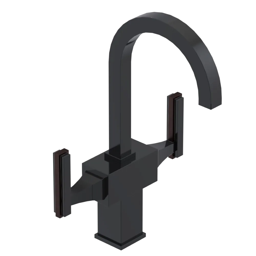 Rubinet Single Hole Dual Handle Lav. Set. (less drain) Black