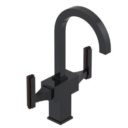 Rubinet Single Hole Dual Handle Lav. Set. (less drain) Black