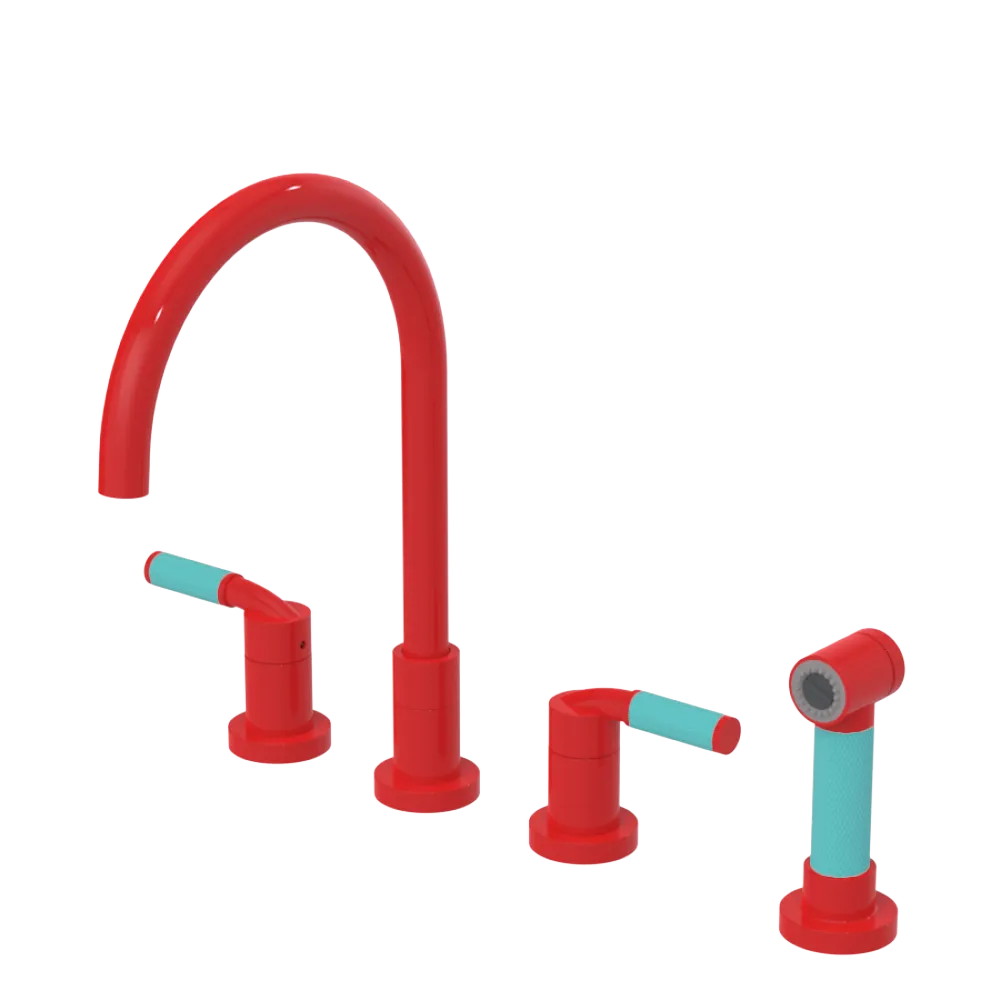 Rubinet Widespread Kitchen Set with Hand Spray Red