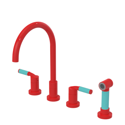 Rubinet Widespread Kitchen Set with Hand Spray Red