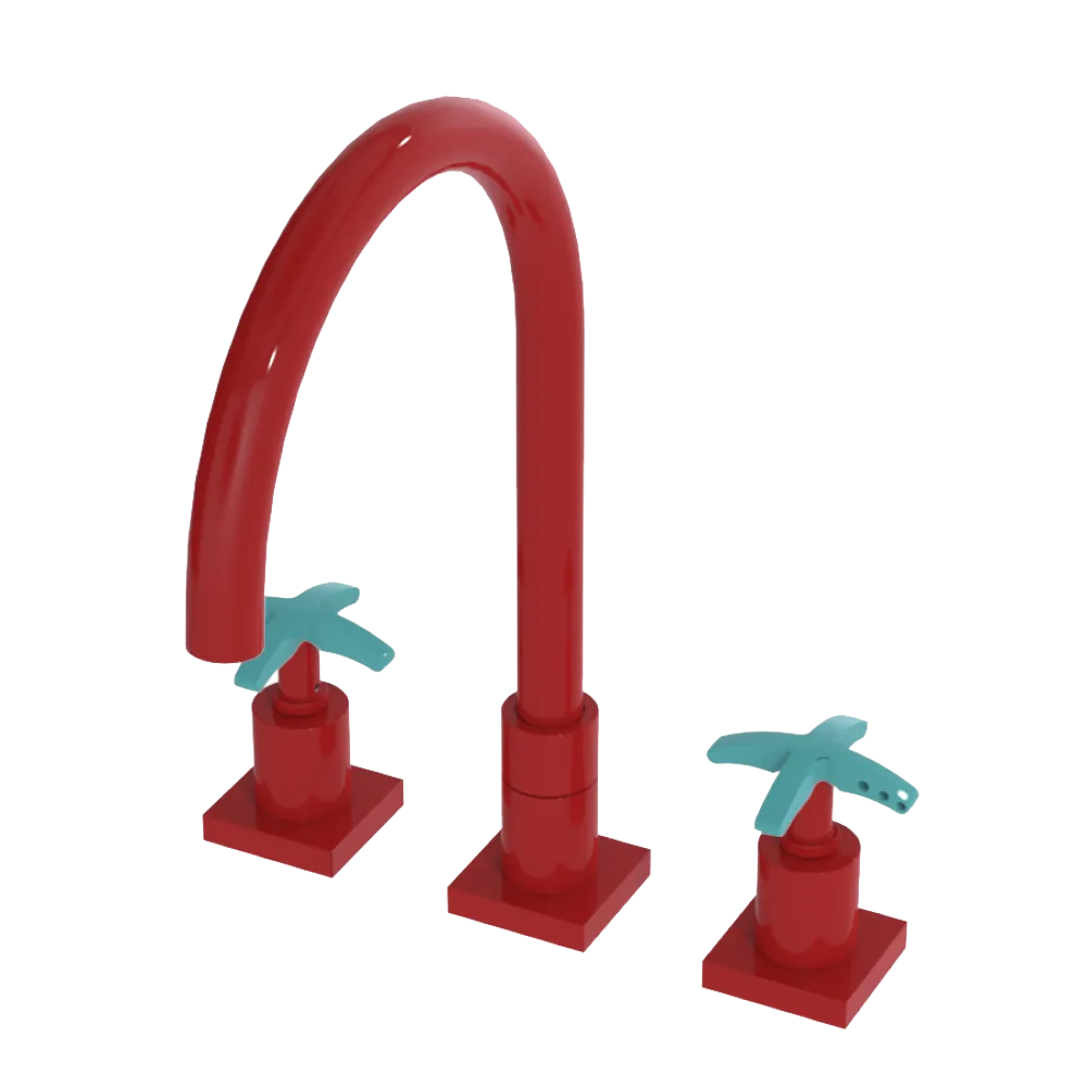Rubinet Widespread Kitchen Set Red