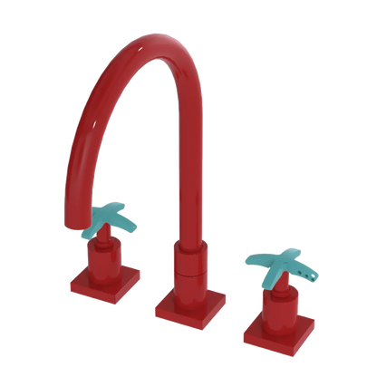 Rubinet Widespread Kitchen Set Red