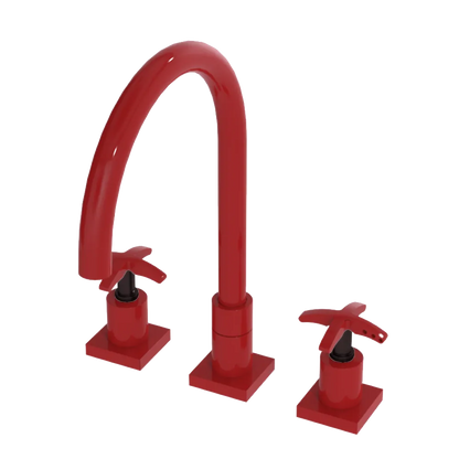Rubinet Widespread Kitchen Set Red