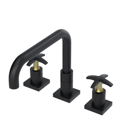Rubinet Widespread Kitchen Set with Genesis Spout Matt Black