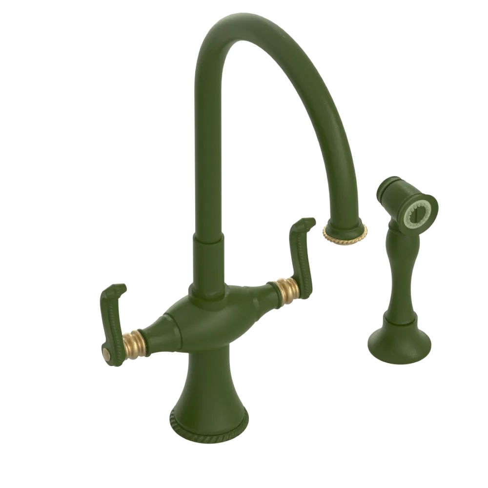 Rubinet Two Handle Single Hole Kitchen Set with Hand Spray Green Envy