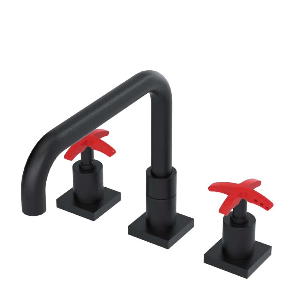 Rubinet Widespread Kitchen Set with Genesis Spout Matt Black