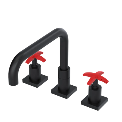 Rubinet Widespread Kitchen Set with Genesis Spout Matt Black