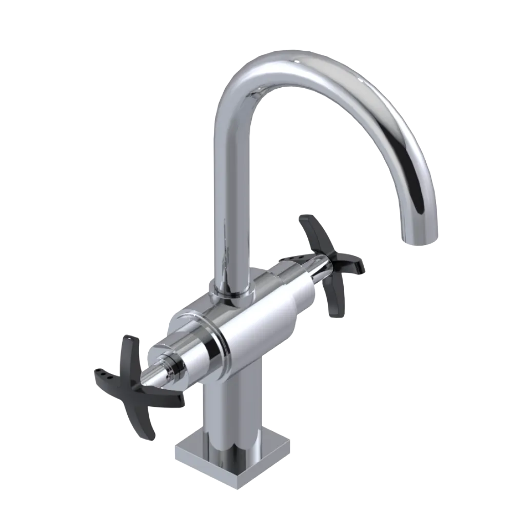 Rubinet Single Hole Dual Handle Lav. Set. (less drain) Chrome