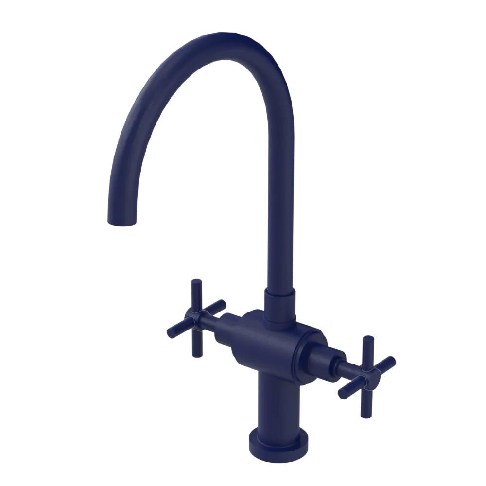 Rubinet Two Handle Single Hole Kitchen Set with LaSalle Spout Midnight Blue