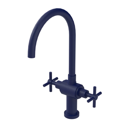 Rubinet Two Handle Single Hole Kitchen Set with LaSalle Spout Midnight Blue