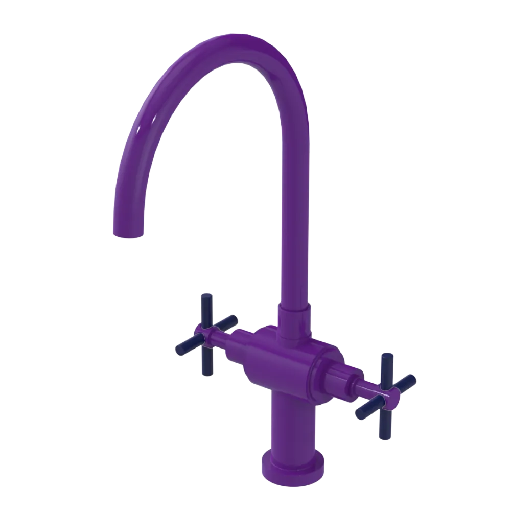 Rubinet Two Handle Single Hole Kitchen Set with LaSalle Spout Purple Haze