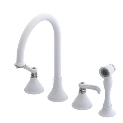 Rubinet Widespread Kitchen Set with Hand Spray Matt White