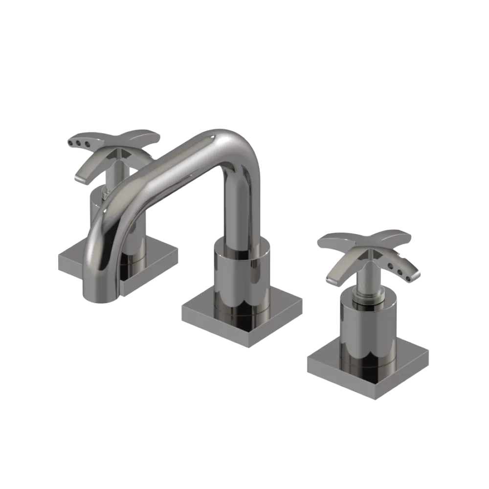 Rubinet Widespread Lav. Set. with Genesis spout (less drain) Polished Nickel