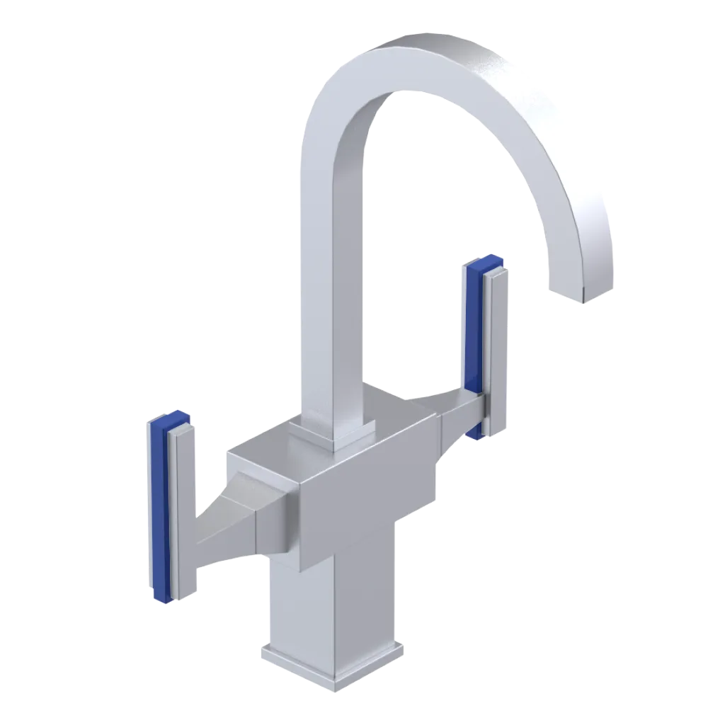 Rubinet Single Hole Dual Handle Lav. Set. (less drain) Satin Chrome