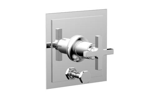 Phylrich HEX MODERN Pressure Balance Shower Plate with Diverter and Handle Trim Set - Cross Handle 4-101