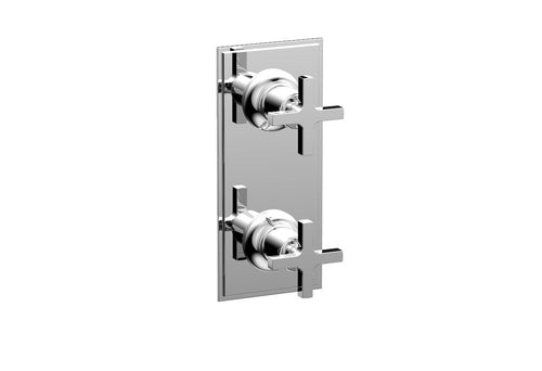 Phylrich HEX MODERN Cross Handle Pair Trim Set for Thermostatic Control with Volume Control or Diverter 4-105